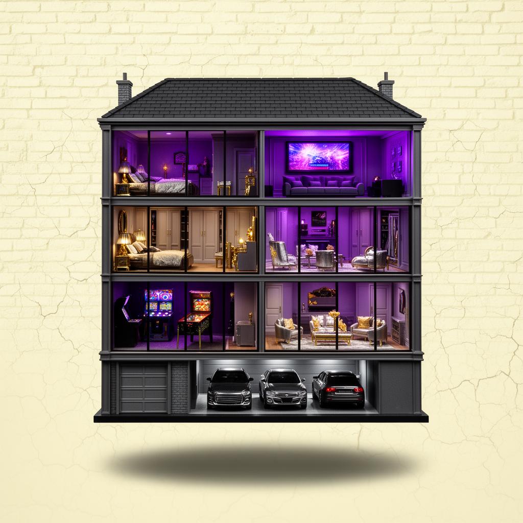 Moody Mansion rear — full open-back display, all four floors